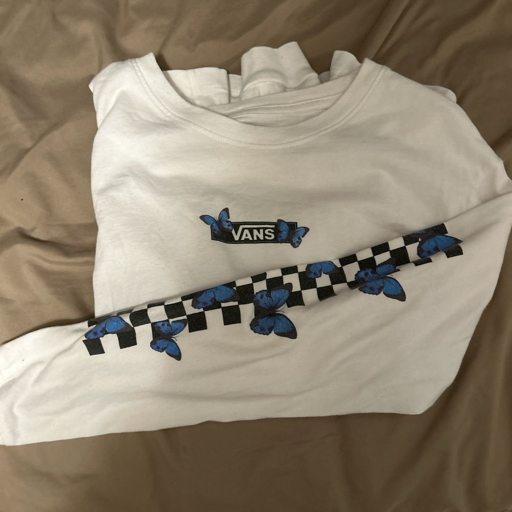 Blue butterfly vans shirt